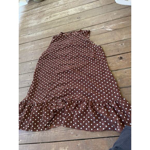4x womens brown and white polka dot lightweight dress - Picture 1 of 3